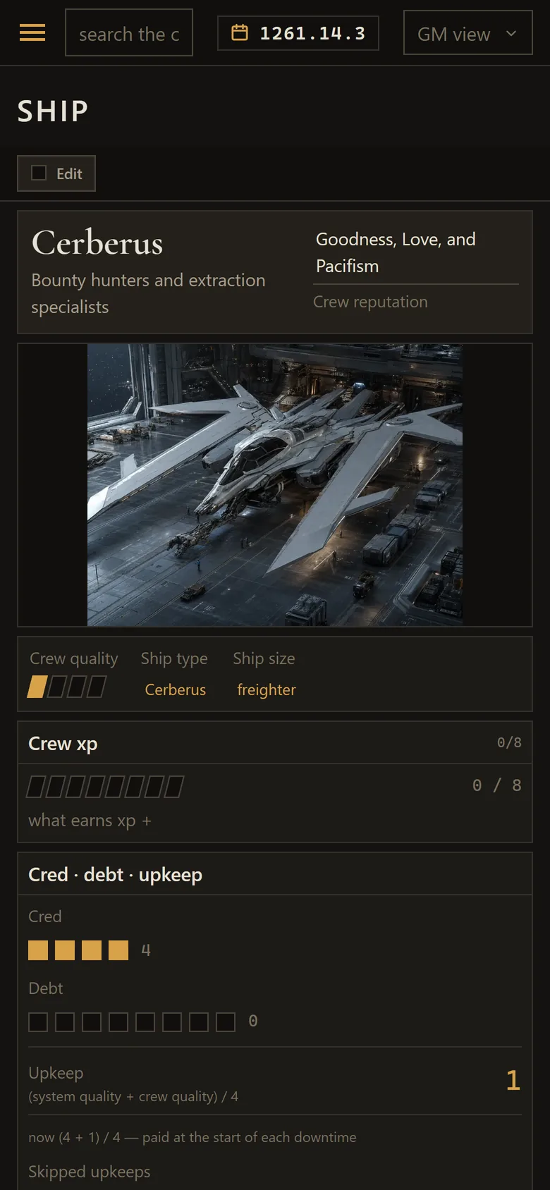 The ship sheet on a phone