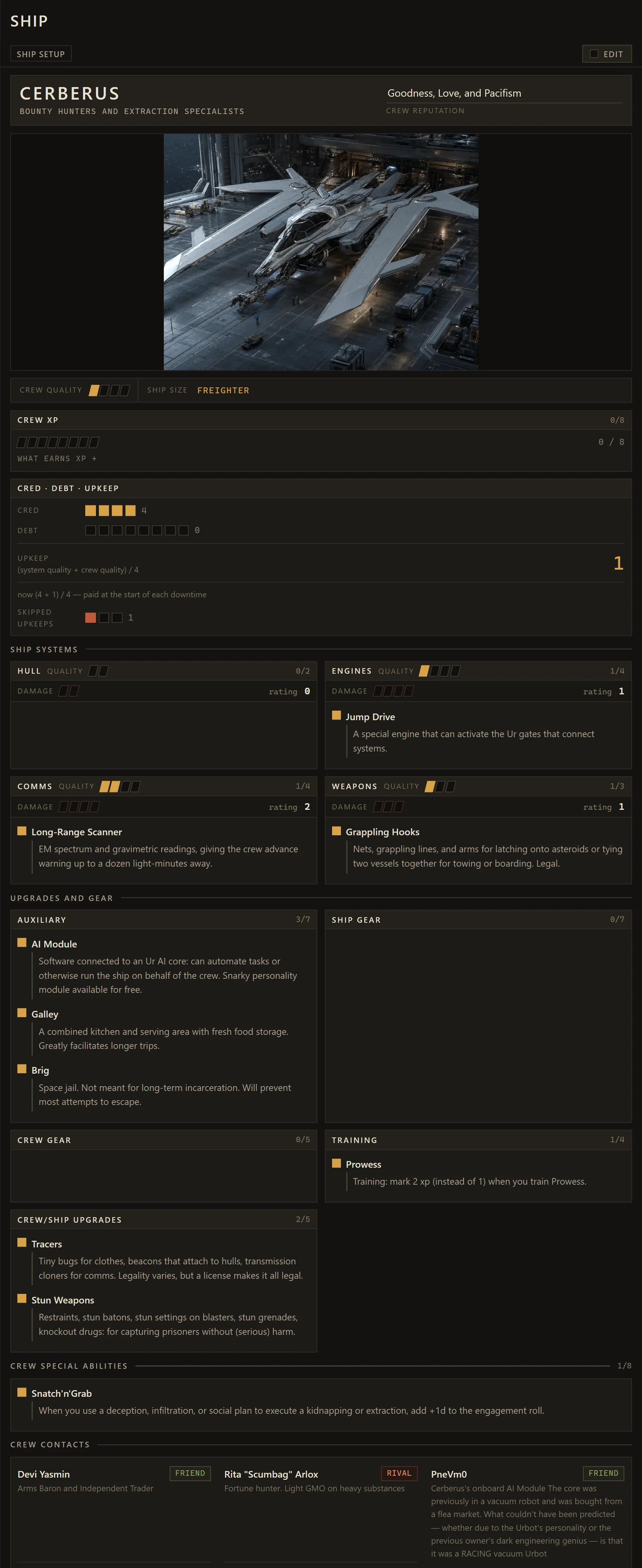 The full ship sheet